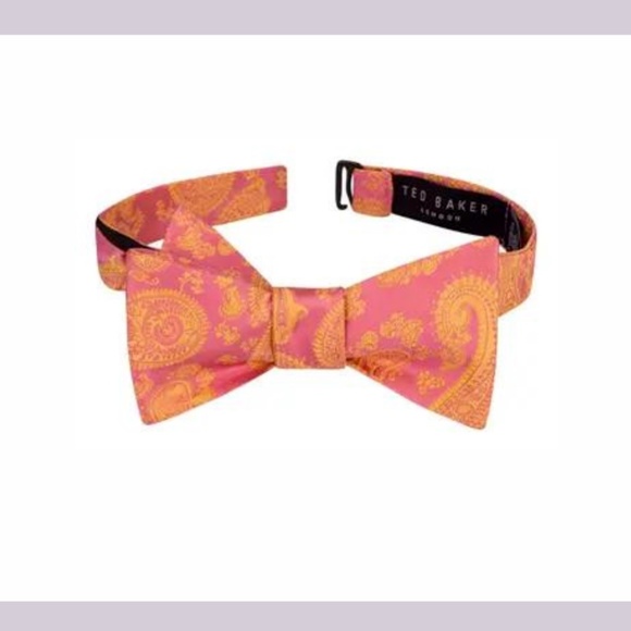 NWT $80 Ted Baker London‎ MEN Preakness Paisley Silk Bow Tie in in Pink/Peach - Picture 1 of 7